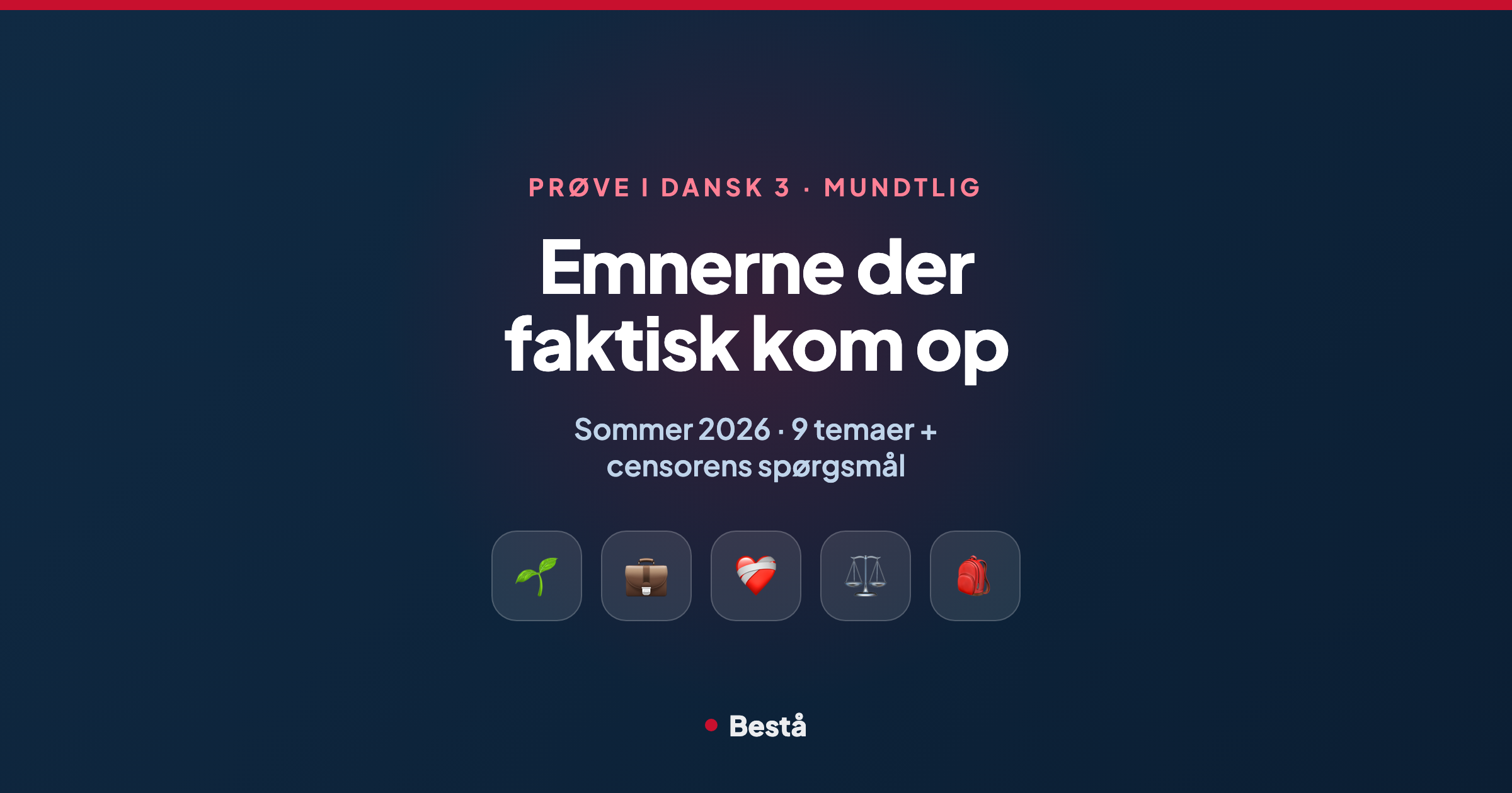 PD3 mundtlige emner — sommer 2026 (hvad der kom op)
